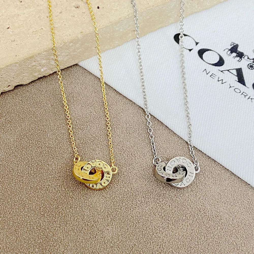 Coach Double Ring Interlocking Metal Necklace